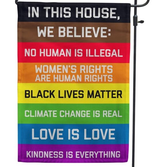 "IN THIS HOUSE WE BELIEVE..." GARDEN FLAG - Picture 1 of 3